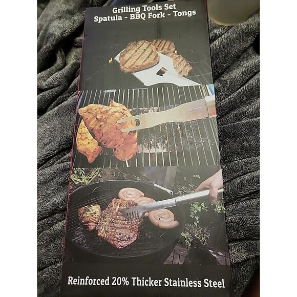 Cave Tools 3-Piece BBQ Tools Set - Includes Spatula, Tongs, & Fork - Heavy Duty - Picture 2 of 3